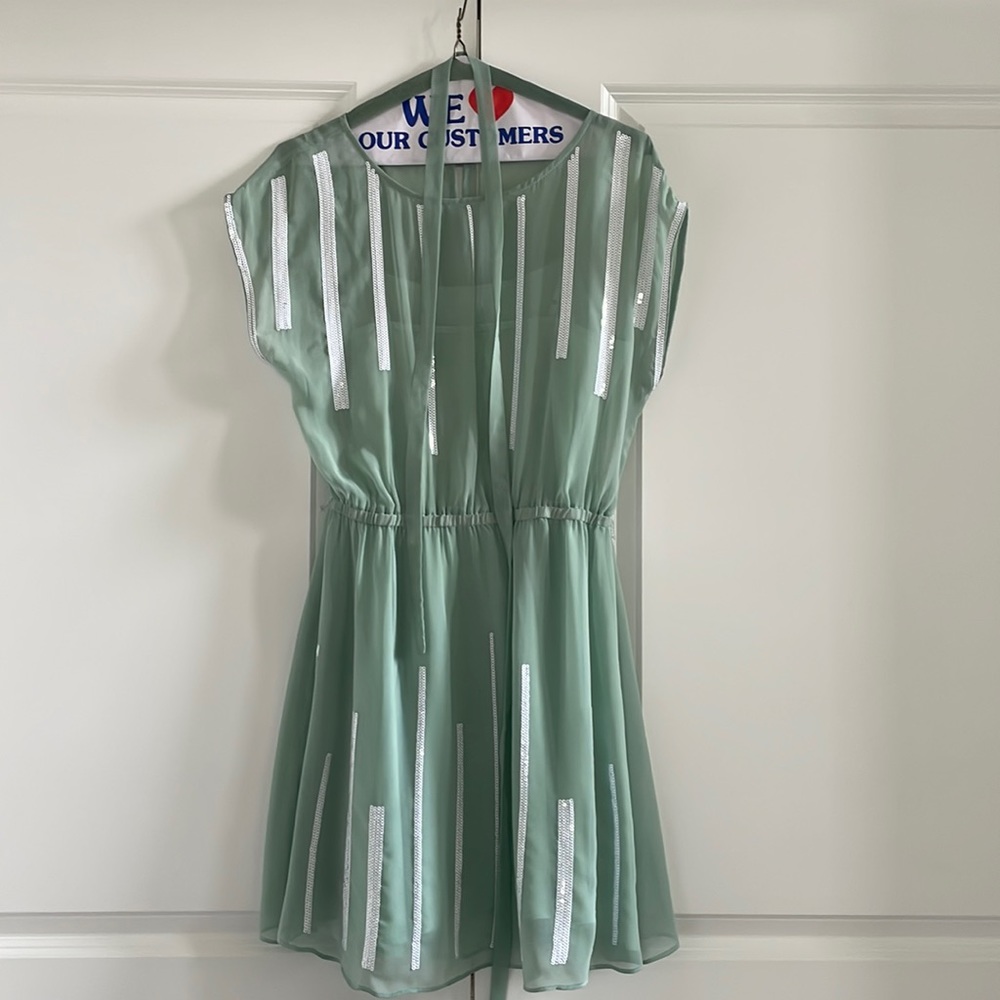 Ark and Co sea foam colour dress with beautiful delicate beading